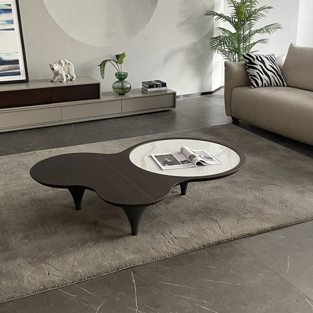 Roma 3 Legs Smoked Walnut Color with Sintered Stone Coffee Table