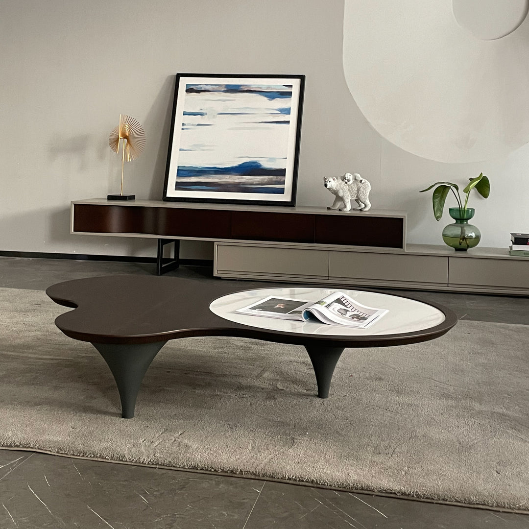 Roma 3 Legs Smoked Walnut Color with Sintered Stone Coffee Table