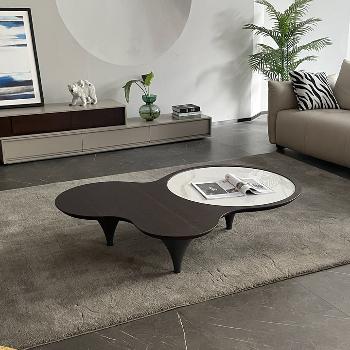 Roma 3 Legs Smoked Walnut Color with Sintered Stone Coffee Table