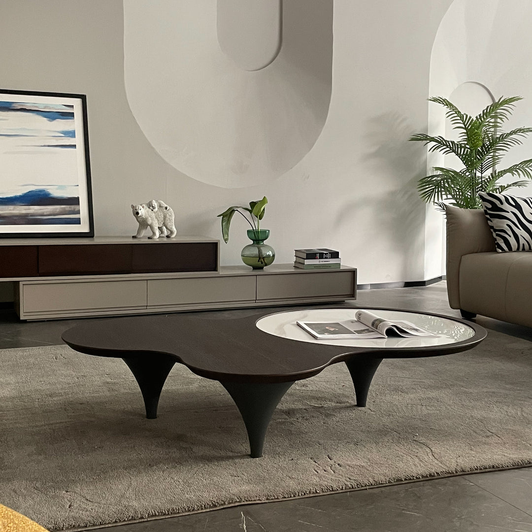 Roma 3 Legs Smoked Walnut Color with Sintered Stone Coffee Table