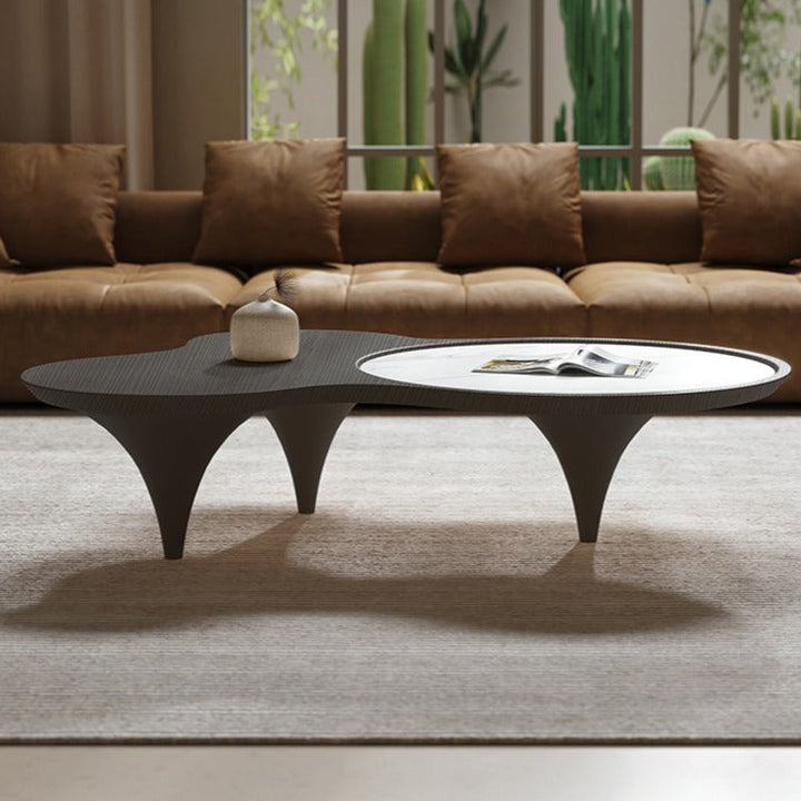 Roma 3 Legs Smoked Walnut Color with Sintered Stone Coffee Table