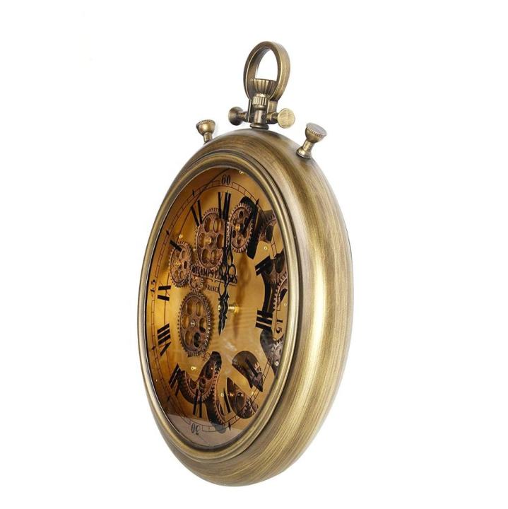 Round Roman Numeral Moving Cogs Wall Clock 50cm