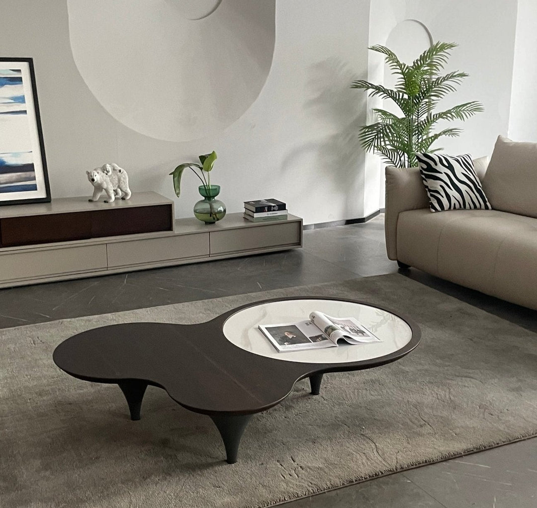 Roma 3 Legs Smoked Walnut Color with Sintered Stone Coffee Table