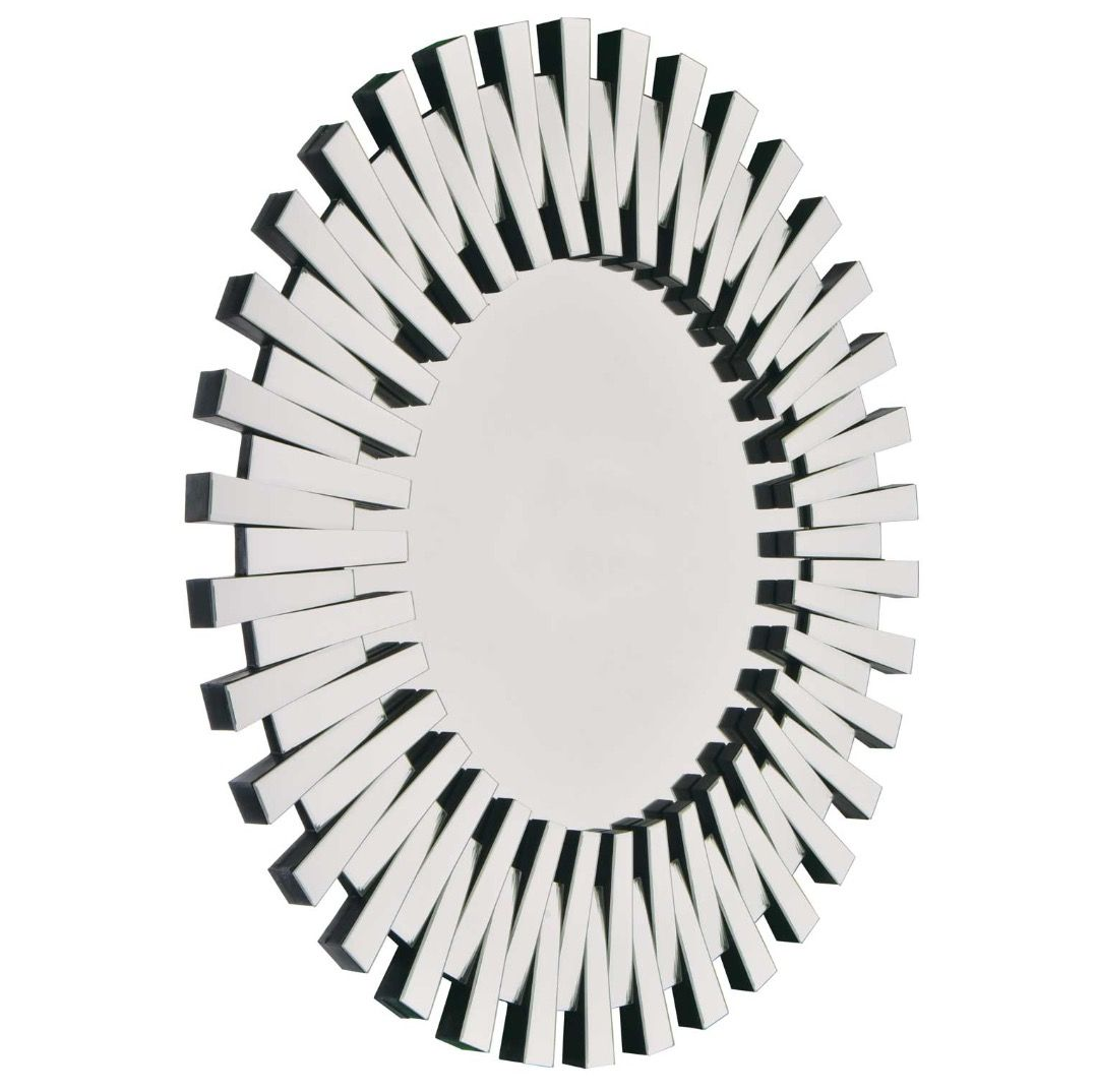 Romano Sunburst Style Round Wall Mirror in Silver 88cm - Marco Furniture