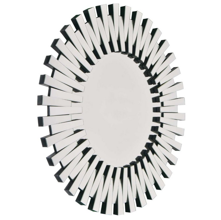 Romano Sunburst Style Round Wall Mirror in Silver 88cm - Marco Furniture