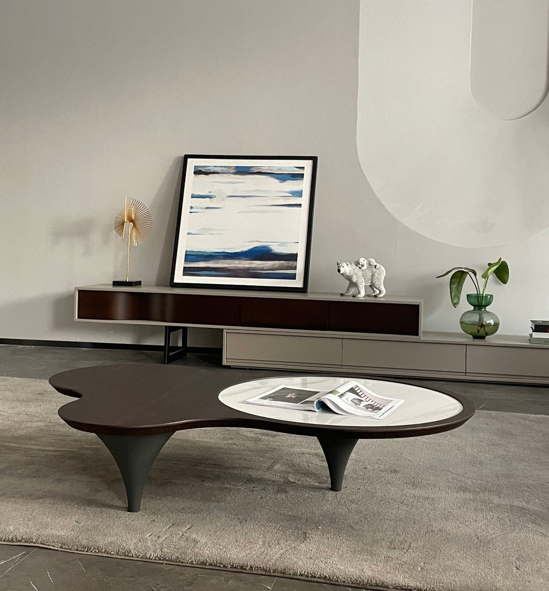 Roma 3 Legs Smoked Walnut Color with Sintered Stone Coffee Table