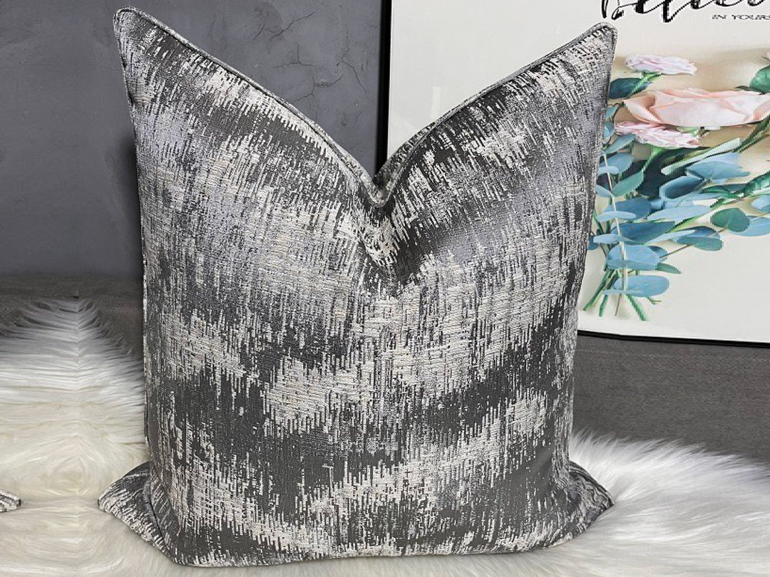 Silver Luxe Feather-Filled Cushion