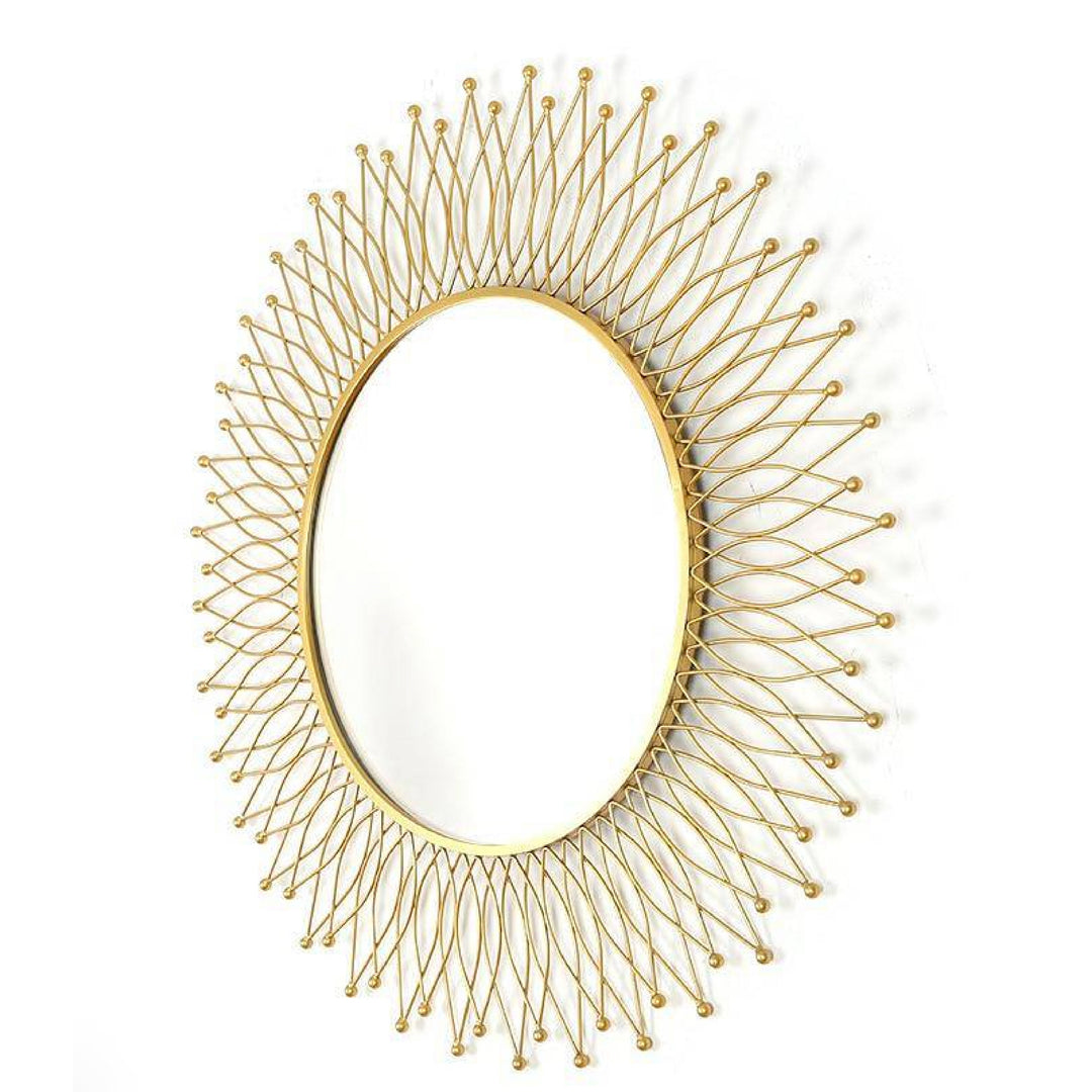 Sunflower Round Gold Metal Wall Mirror (100 cm)