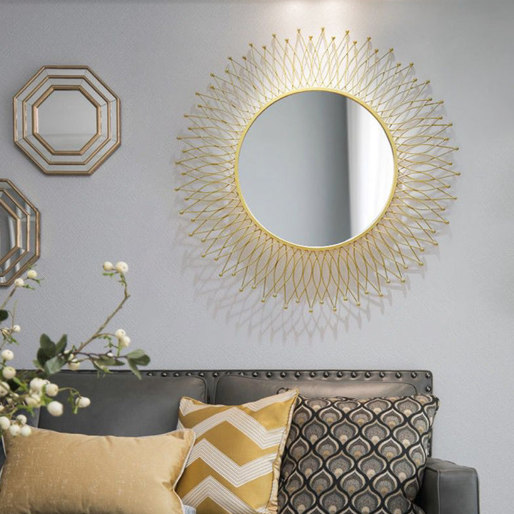 Sunflower Round Gold Metal Wall Mirror (100 cm)