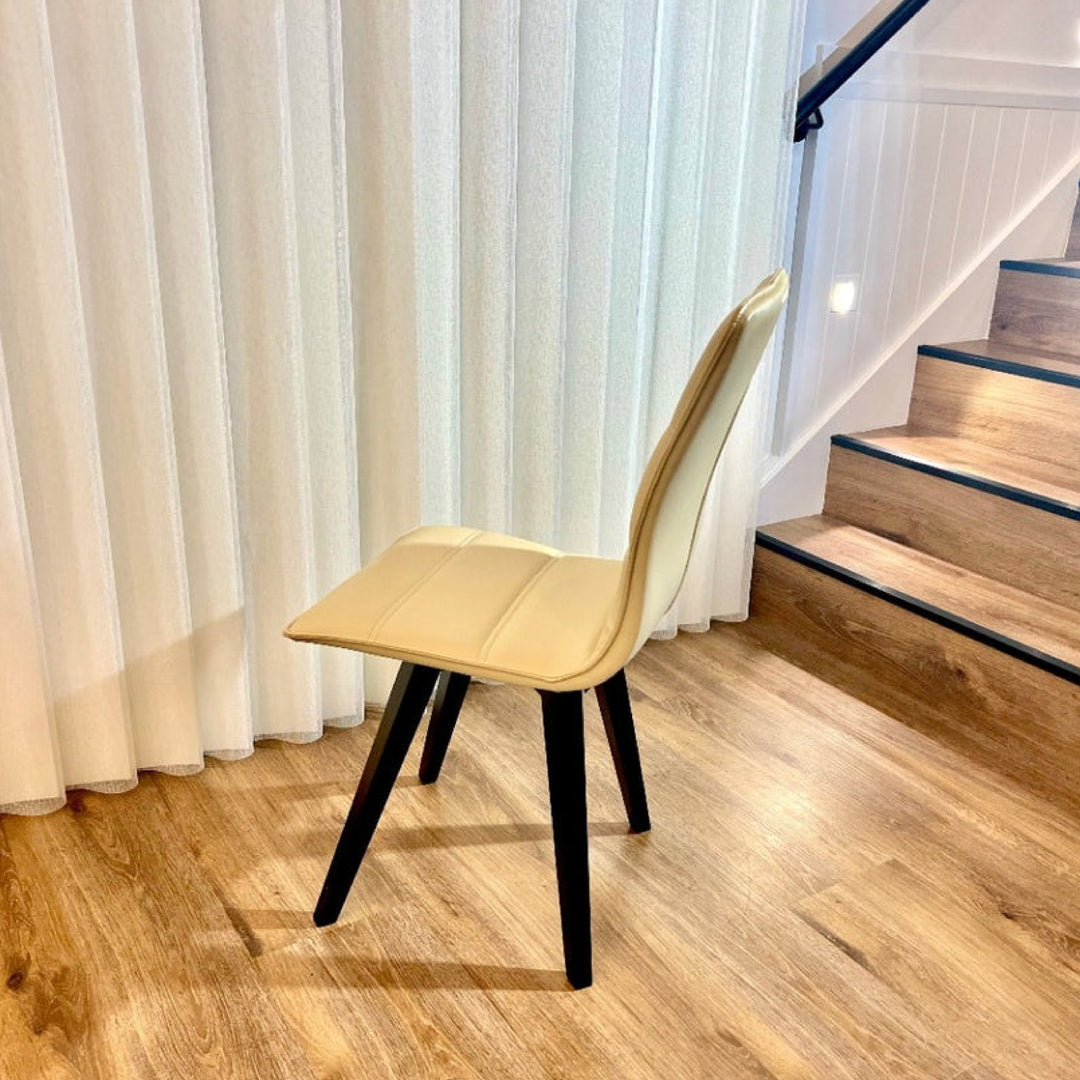 Sydney Armless Dining Chair with Cream PU Leather Upholstery