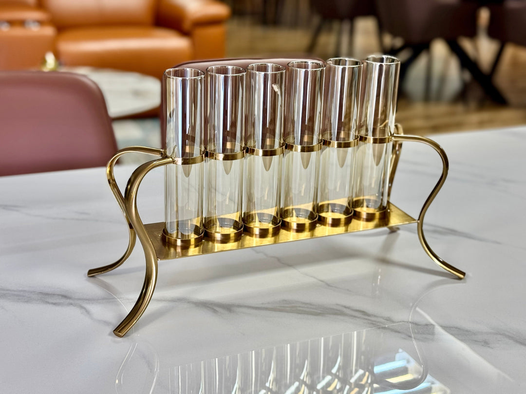 Gold Multi-Tube Vase Holder