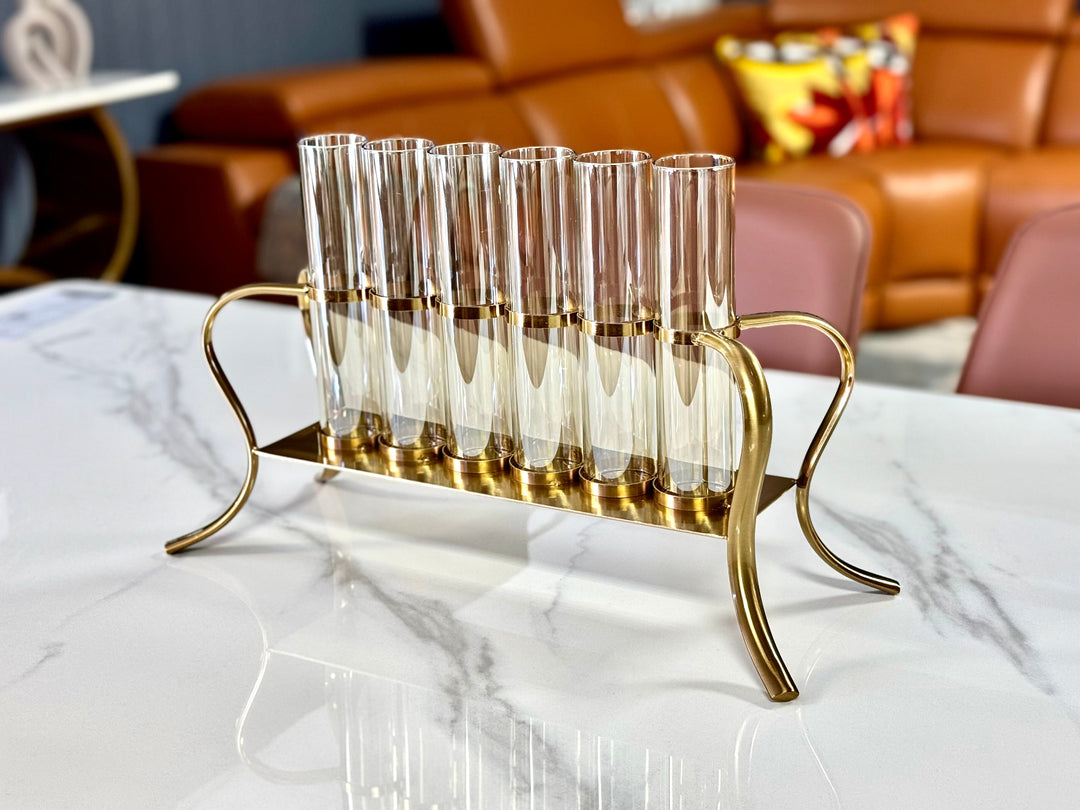 Gold Multi-Tube Vase Holder