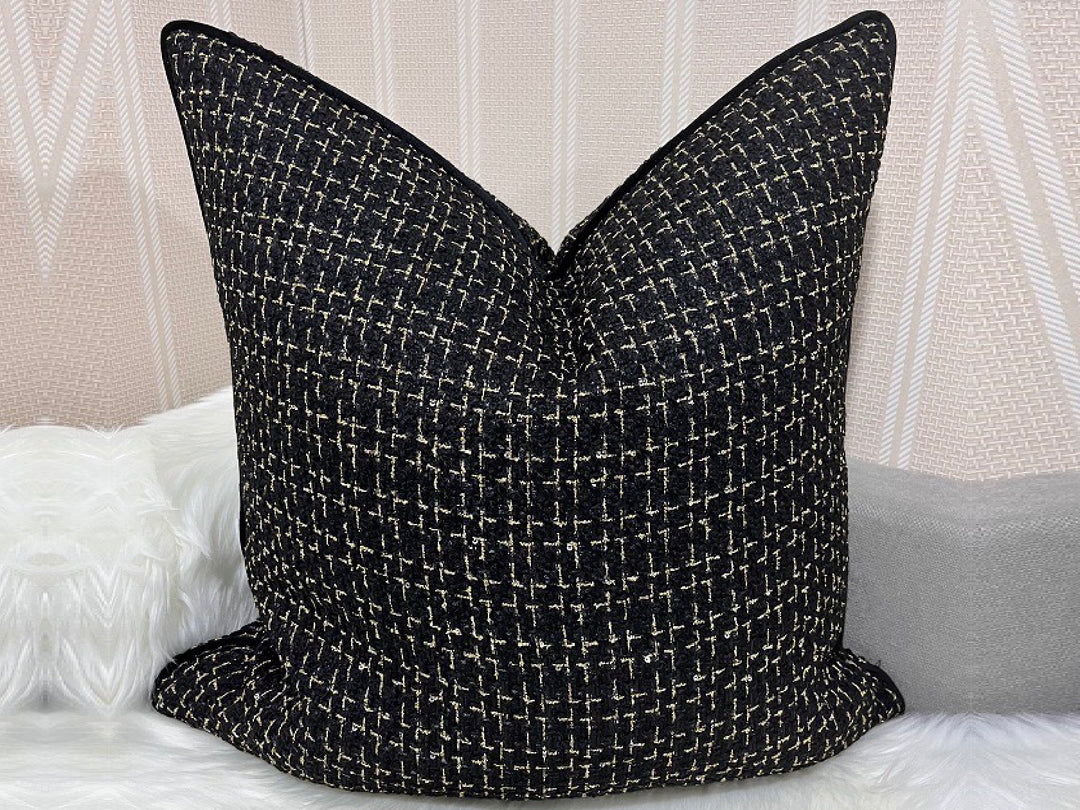 Tweed Noir Feather-Filled Cushion