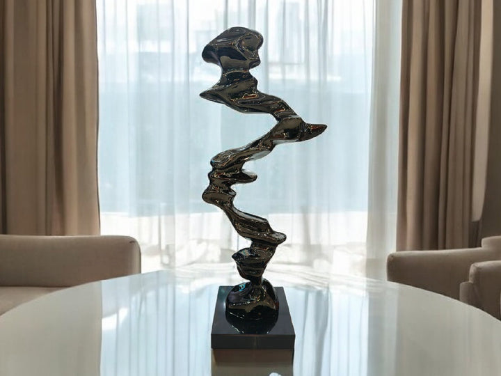 Twisting Flow Black Sculpture 1