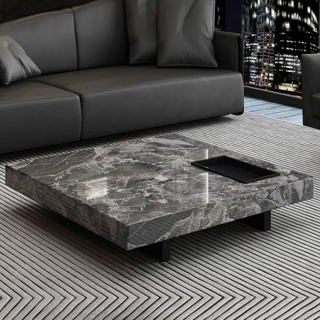 Venezia Marble Coffee Table with Natural Marble Top and Stainless Steel Base