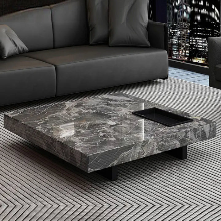 Venezia Marble Coffee Table with Natural Marble Top and Stainless Steel Base