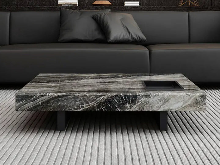 Venezia Marble Coffee Table with Natural Marble Top and Stainless Steel Base