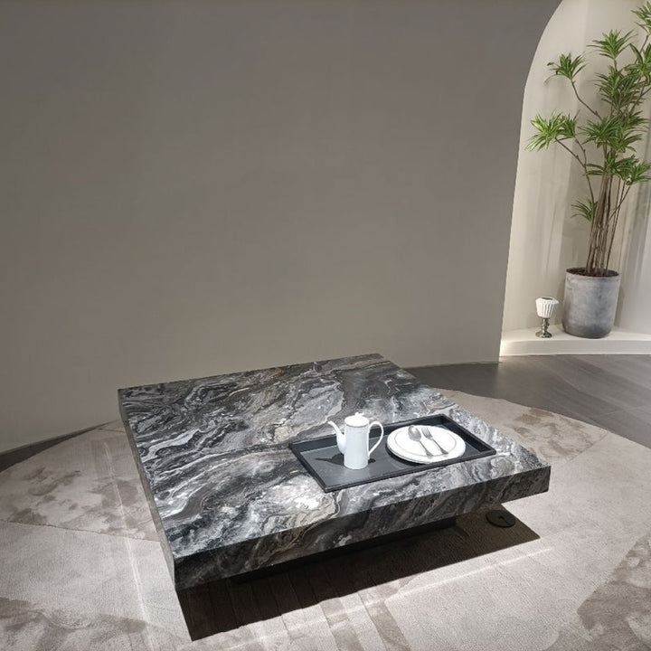 Venezia Marble Coffee Table with Natural Marble Top and Stainless Steel Base