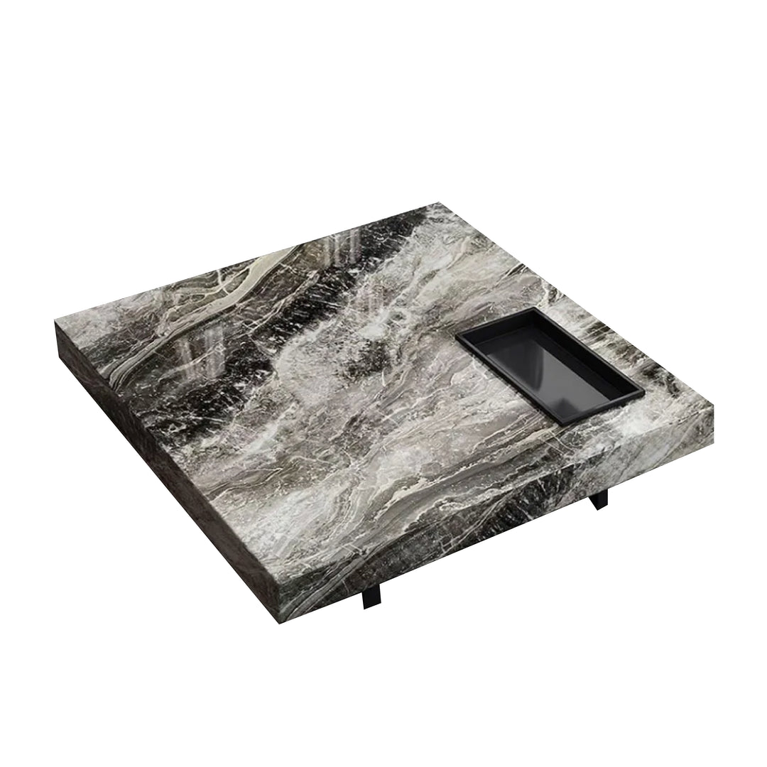 Venezia Marble Coffee Table with Natural Marble Top and Stainless Steel Base