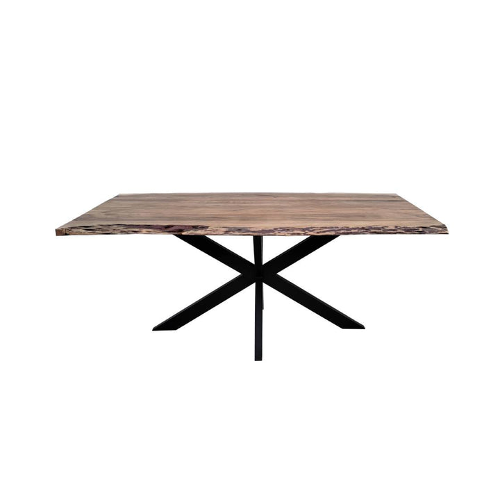 Venezia Industrial Dining Table - Live Edge Solid Wood Top & Black Steel Legs (210 cm)