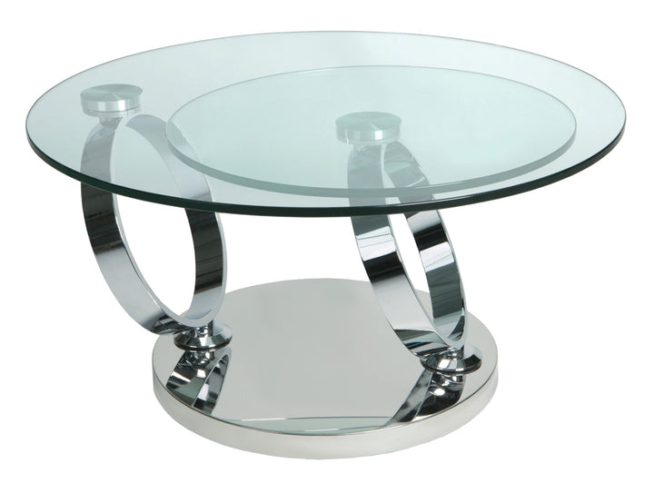 Avalanche Swivel Glass Coffee Table with Tempered Glass Top and Stainless Steel Base - Marco Furniture