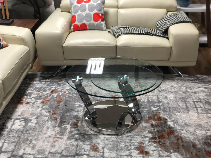 Avalanche Swivel Glass Coffee Table with Tempered Glass Top and Stainless Steel Base - Marco Furniture