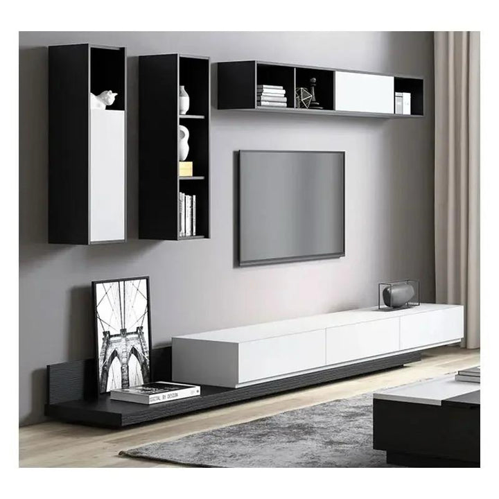 Casper Extendable Modern TV Unit White & Black