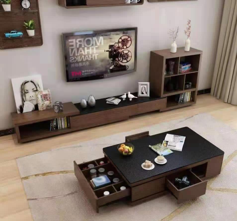 Coco TV Unit with Black Burnt Stone Top