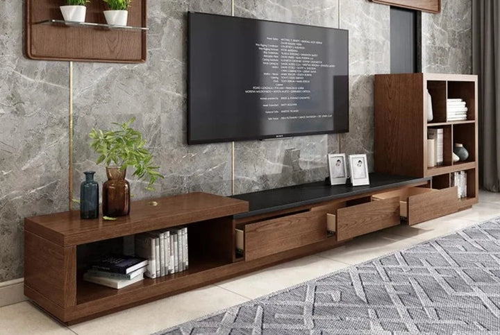 Coco TV Unit with Black Burnt Stone Top