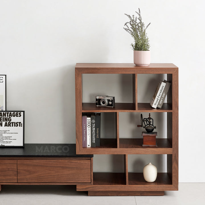 Coco Extendable TV Unit with Black Burnt Stone Top