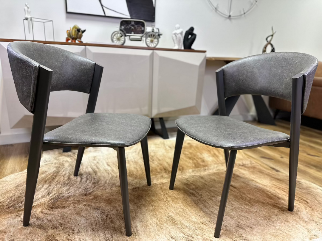 Dior Dining Chair with Carbon Steel Legs in Grey