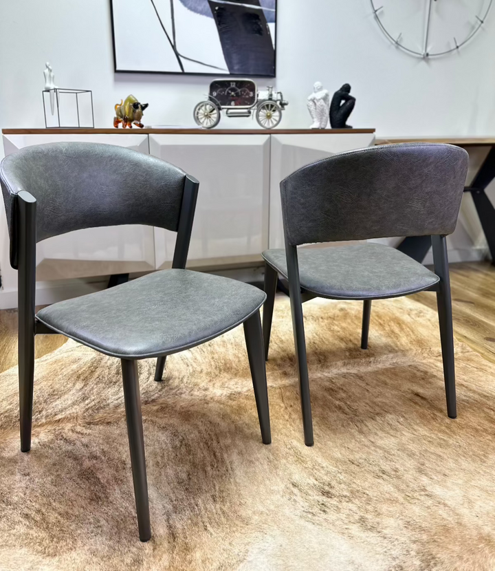 Dior Dining Chair with Carbon Steel Legs in Grey