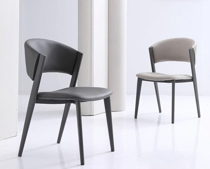 Dior Dining Chair with Carbon Steel Legs in Grey