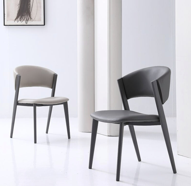 Dior Dining Chair with Carbon Steel Legs in Grey