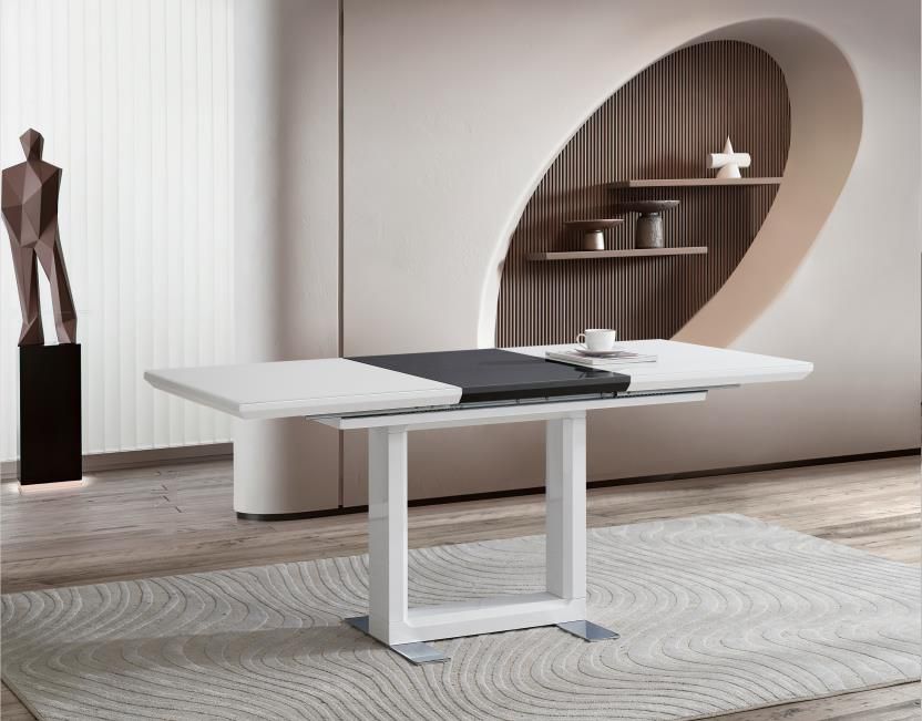 Lacy Black and White Extension Dining Table - Marco Furniture