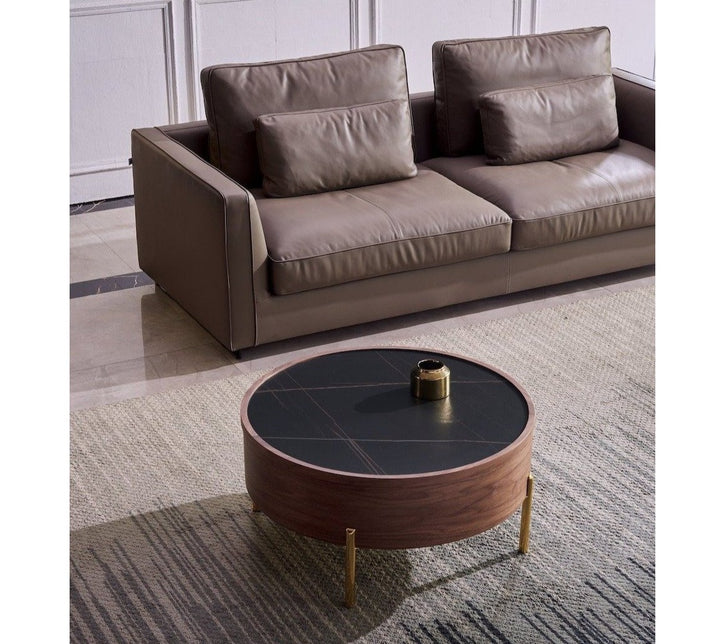 Moon Extendable Ceramic Coffee Table in Black with Storage Option