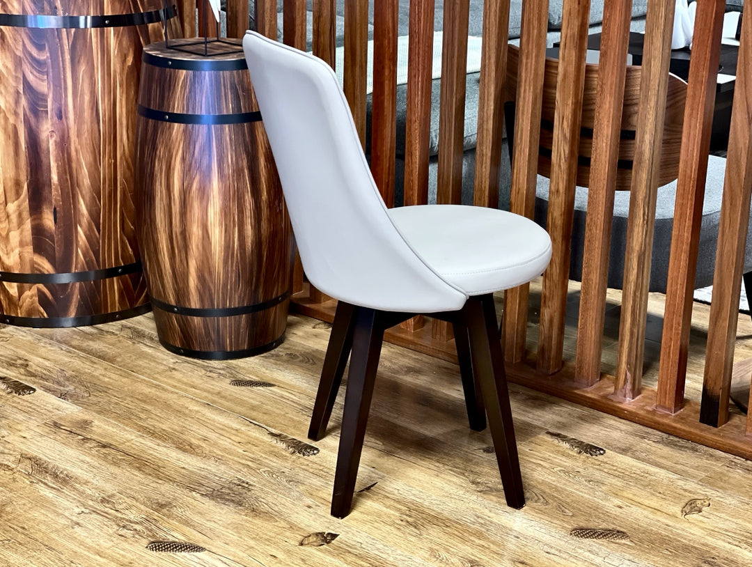 Polo Grey Leather Dining Chair with Rubber Wood Base