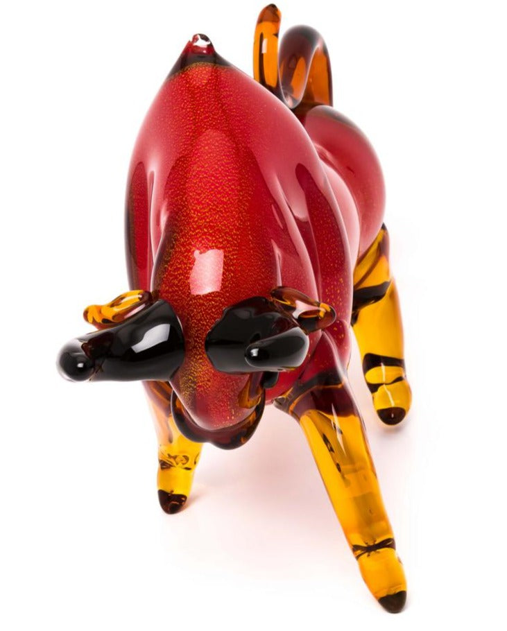 Bull Murano style Glass in Red