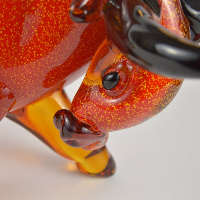 Bull Murano style Glass in Red