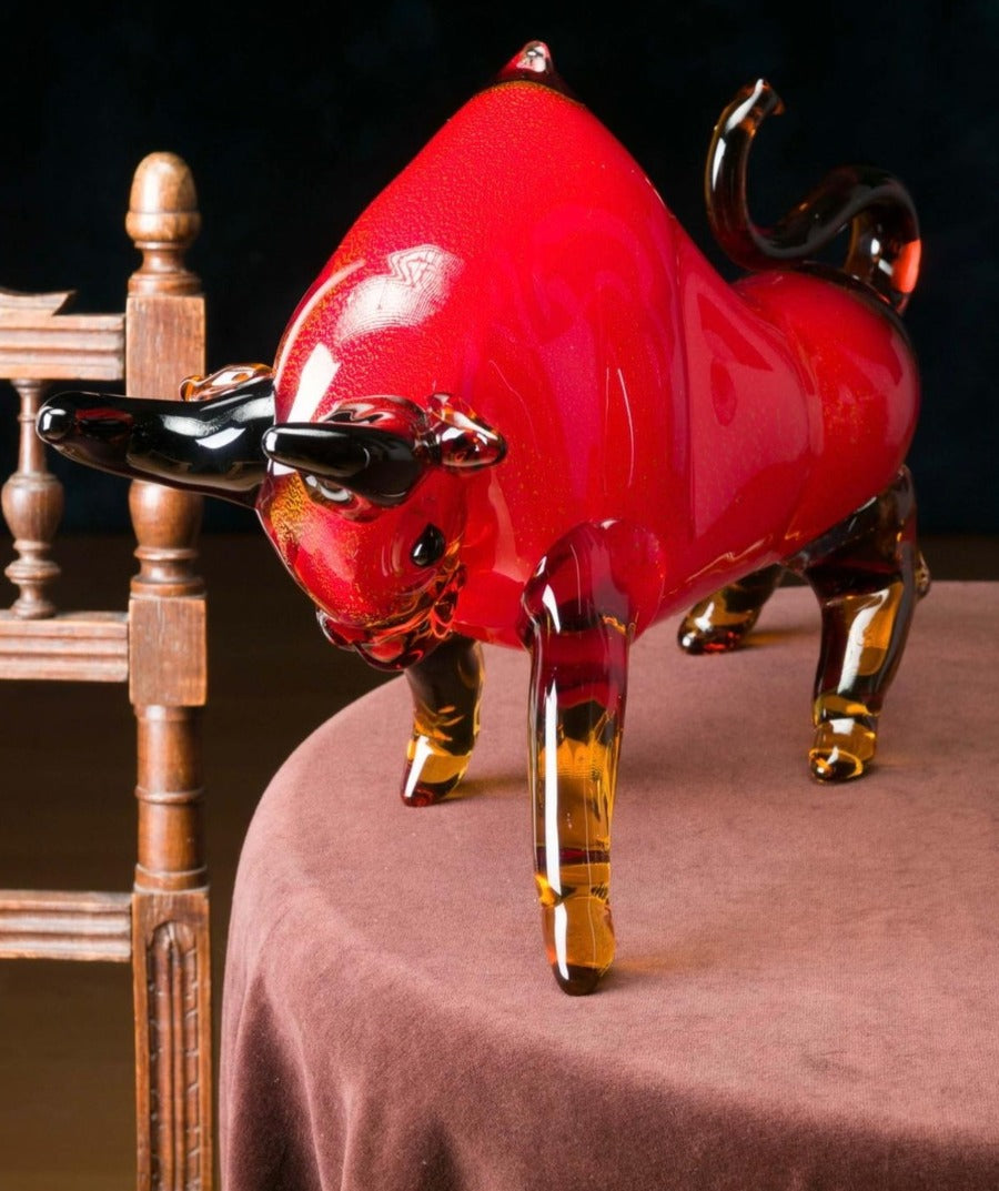 Bull Murano style Glass in Red