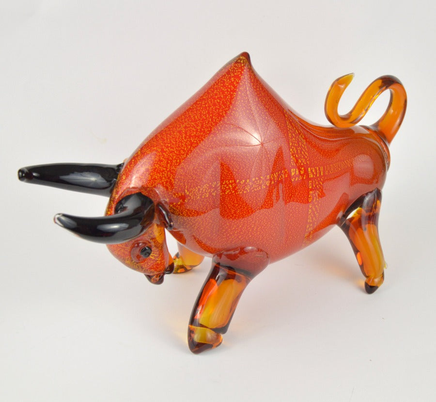 Bull Murano style Glass in Red