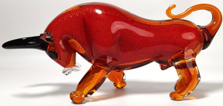 Bull Murano style Glass in Red