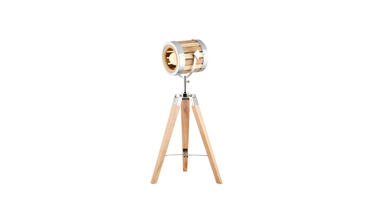 Tripod Table Lamp Wooden Shade